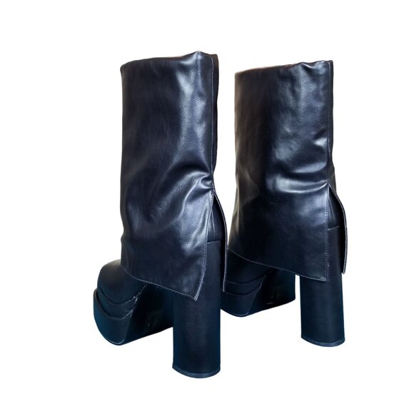 Black western Azalea Wang Baby Platform square toe Boots size 10 - Picture 6 of 10